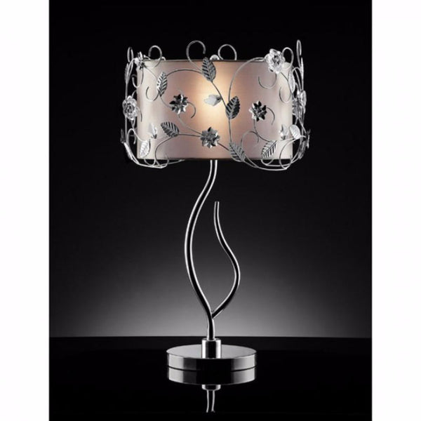 Contemporary Table Lamp, Double Shade-Table & Desk Lamps-Silver, Chrome-Metal-JadeMoghul Inc.