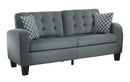 Contemporary Tufted Polyester Sofa With 2 Pillows, Sand Gray Finish-Sofas-Gray-Wood Fabric-JadeMoghul Inc.
