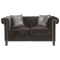 Contemporary Velvet Fabric & Wood Loveseat With Nailhead Trim, Charcoal Gray-Living Room Furniture-Gray-Velvet Fabric and Wood-JadeMoghul Inc.