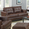 Contemporary Wood & Leatherette Loveseat With Cushioned Seating, Brown-Living Room Furniture-Brown-Wood & Leatherette-JadeMoghul Inc.