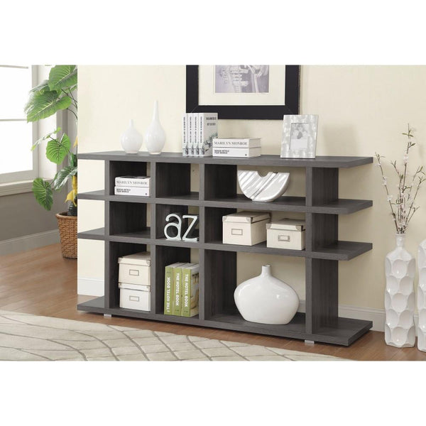 Contemporary Wooden Bookcase, Gray-Book Cases-Gray-Wood-JadeMoghul Inc.