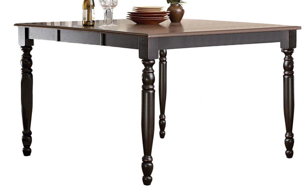 Contemporary Wooden Counter Height Table with Butterfly Leaf and Turned Legs, Brown and Black-Bar Tables-Brown and Black-Wood-JadeMoghul Inc.