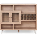 Contemporary Wooden Server with Four Open Compartments and Metal Tapered Legs, Brown-Bar Cabinets & Carts-Brown-Wood-JadeMoghul Inc.