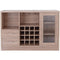 Contemporary Wooden Server with One Side Door Storage Cabinets and Two Drawers, Brown-Cabinet and Storage Chests-Brown-Wood and Glass-JadeMoghul Inc.