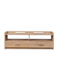 Contemporary Wooden TV Stand with Two Media Compartments and Two Drawers, Brown