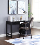 Convertible Wooden Desk with Spacious Side Door Storage and Castors, Black-Desks-Black-Engineered Wood-JadeMoghul Inc.