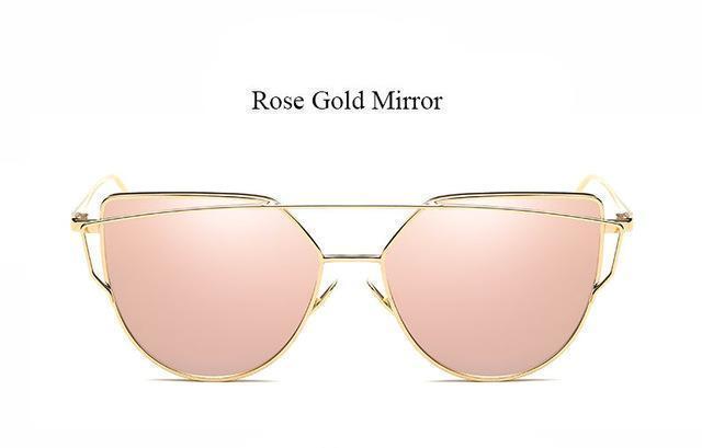Coodaysuft Women Sunglasses New Cat eye Brand Design Mirror Flat Rose Gold Vintage Cateye Fashion sun glasses lady Eyewear-XA01 Gold Pink-JadeMoghul Inc.