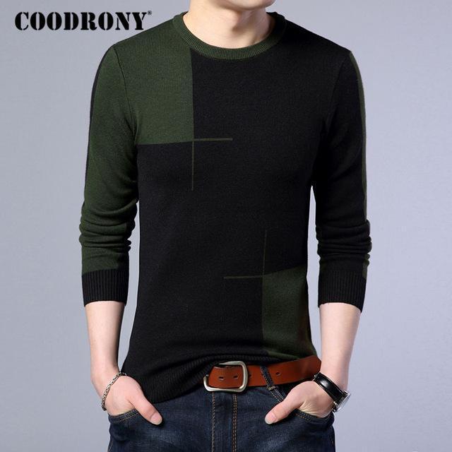COODRONY 2018 New Autumn Winter Thick Warm Cashmere Sweater Men Casual O-Neck Pull Homme Brand Pullovers Mens Wool Sweaters 7185-Green-S-JadeMoghul Inc.