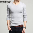 COODRONY Autumn Winter Thick Warm Cashmere Wool Sweater Men Solid Color V-Neck Knitted Pullover Men Slim Fit Pull Homme Top 6645-Gray-XL-JadeMoghul Inc.