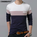 COODRONY T-Shirt Men 2018 Spring Autumn New Long Sleeve O-Neck T Shirt Men Brand Clothing Fashion Patchwork Cotton Tee Tops 7622-Navy-S-JadeMoghul Inc.