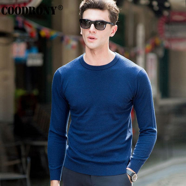 COODRONY Top Quality Knitted Cashmere Sweaters Christmas Merino Wool Sweater Men Classic Casual Pure Color O-Neck Pullover Men-Black-S-JadeMoghul Inc.