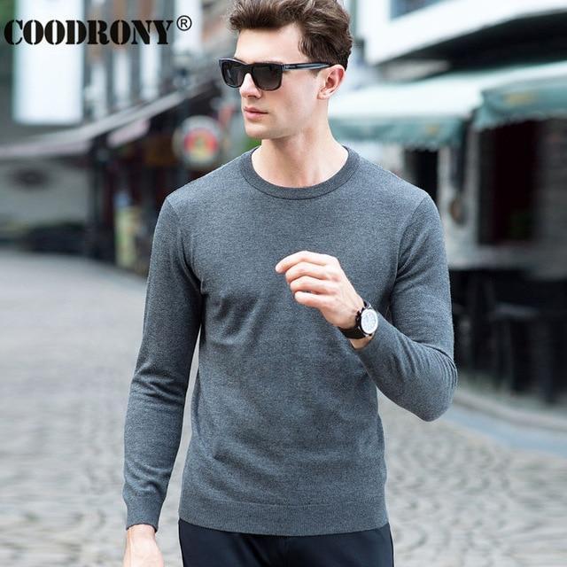 COODRONY Top Quality Knitted Cashmere Sweaters Christmas Merino Wool Sweater Men Classic Casual Pure Color O-Neck Pullover Men-Gray-S-JadeMoghul Inc.