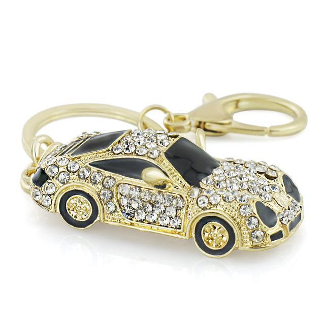 Cool Roadster Sports Car Crystal Handbag Pendant trendy Keyring Keychain For Car Purse Bag Buckle key holder Key Chains K164-Gold-JadeMoghul Inc.