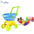 Coolplay CP1805 Children Play House Toys Simulation Supermarket Shopping Cart Mini trolleys with Fruit Vegetable Kitchenware-Blue with Food-JadeMoghul Inc.