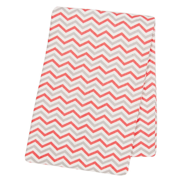 Coral and Gray Chevron Flannel Swaddle Blanket-CHEV-JadeMoghul Inc.