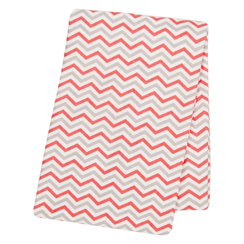 Coral and Gray Chevron Flannel Swaddle Blanket-CHEV-JadeMoghul Inc.