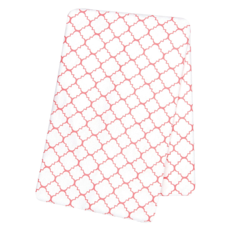 Coral Quatrefoil Flannel Swaddle Blanket-QTRFL-JadeMoghul Inc.