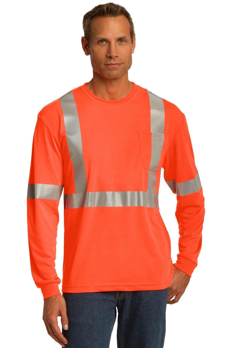 CornerStone ANSI 107 Class 2 Long Sleeve Safety T-Shirt. CS401LS-T-shirts-Safety Orange/ Reflective-4XL-JadeMoghul Inc.