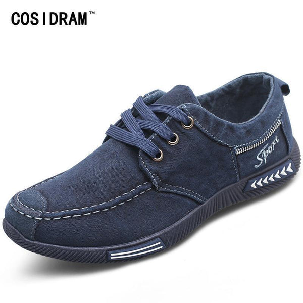 COSIDRAM Canvas Men Shoes Denim Lace-Up Men Casual Shoes New 2017 Plimsolls Breathable Male Footwear Spring Autumn RME-252-Blue-6-JadeMoghul Inc.