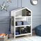 Cottage Style Wooden Kids Bookcase with Five Open Shelves, Gray and White