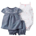Cotton 3-Pieces Baby Girls Clothing Set-Gray-6M-JadeMoghul Inc.