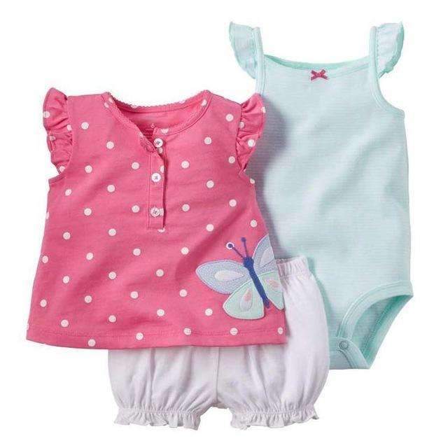 Cotton 3-Pieces Baby Girls Clothing Set-Green-6M-JadeMoghul Inc.