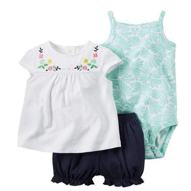 Cotton 3-Pieces Baby Girls Clothing Set-Khaki-6M-JadeMoghul Inc.