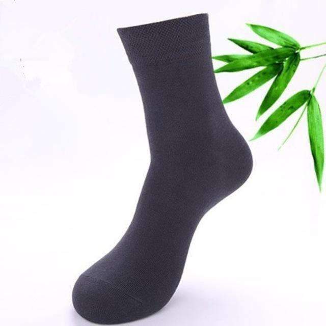 Cotton & Bamboo Fiber Classic Business Men's Socks 5 Pairs-Dark Grey-One Size-JadeMoghul Inc.