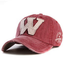 Cotton Embroidered 'W' Letter Cap-Red-Adjustable-JadeMoghul Inc.
