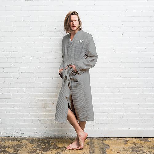 Cotton Kimono Men's Robe - Grey (Pack of 1)-Personalized Gifts for Men-JadeMoghul Inc.