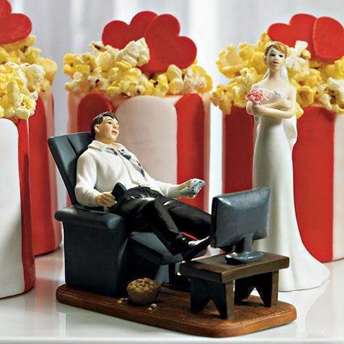"Couch Potato" Groom Figurine (Pack of 1)-Wedding Cake Toppers-JadeMoghul Inc.