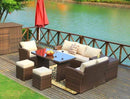 Couches Couch - 179'.85" X 31'.89" 32'.68" Brown 7-Piece Steel Outdoor Sectional Sofa Set with Ottomans and Storage Box HomeRoots