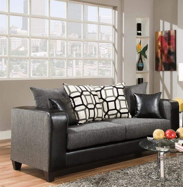 Couches Couch - 82" X 34" X 37" Object Charcoal Canopy Ebony 100% PU and 100% Polyester Sofa HomeRoots