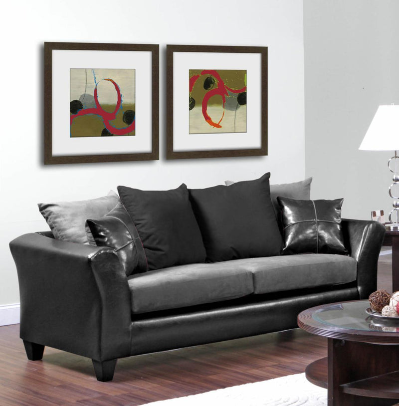 Couches Couch - 85" X 33" X 33" Jefferson Black Sierra Graphite 100% Polyurethane/100% Polyester Microfiber Sofa HomeRoots
