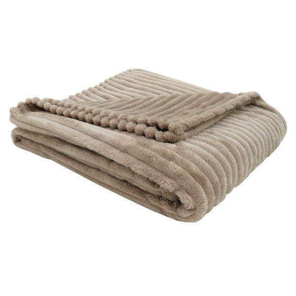 Couches Couch Throws - 50" x 60" Beige, Ultra Soft Ribbed Style - Throw HomeRoots
