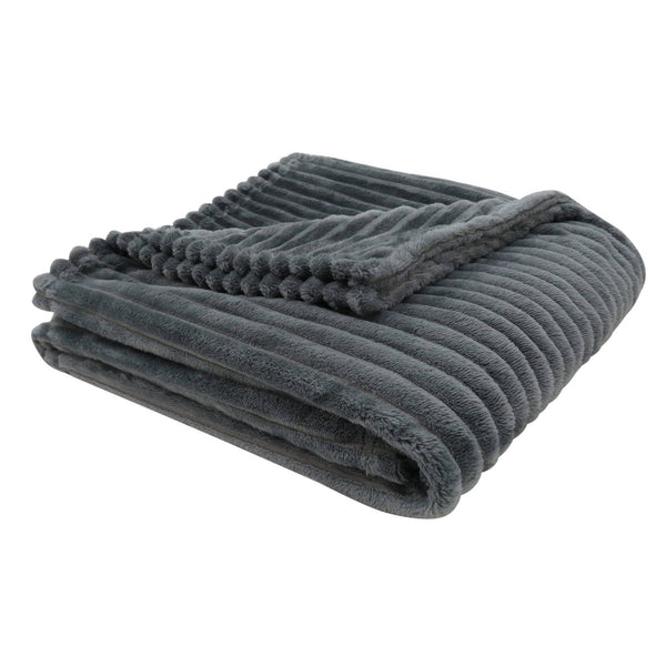 Couches Couch Throws - 50" x 60" Grey, Ultra Soft Ribbed Style - Throw HomeRoots