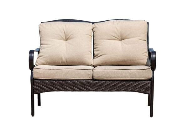 Couches Couches - 48" X 29" X 35" Black Steel Sofa with Beige Cushions HomeRoots