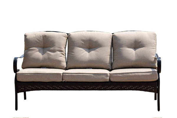 Couches Couches - 69" X 29" X 35" Black Steel Sofa with Beige Cushions HomeRoots