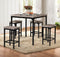 Counter Height 5 Pieces Dining Set In Brown And Black-Dining Sets-Brown & Black-Metal frame with MDFpaper veneer-JadeMoghul Inc.