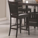 Counter Height Chair Vinyl Padded Seat & Back, Espresso Brown, Set of 2-Dining Chairs-Brown-Wood & Leather-JadeMoghul Inc.