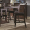 Counter Height Chair With Ladder Back, Tobacco Brown , Set of 2-Dining Chairs-Brown-Wood & Leather-JadeMoghul Inc.