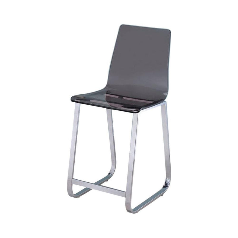 Counter Height Chair With Metal Base, Pack of 2, Translucent Black-Dining Chairs-Translucent Black-Acrylic & Metal-JadeMoghul Inc.