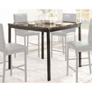 CoUnter Height Table In Metal Frame With Faux Marble Top, Black-Dining Tables-Brown-Metal & Leatherette-JadeMoghul Inc.