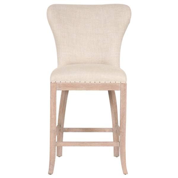 Counter Stool, Stone Wash-Bar Stools and Counter Stools-Cream-Wood and Fabric-JadeMoghul Inc.