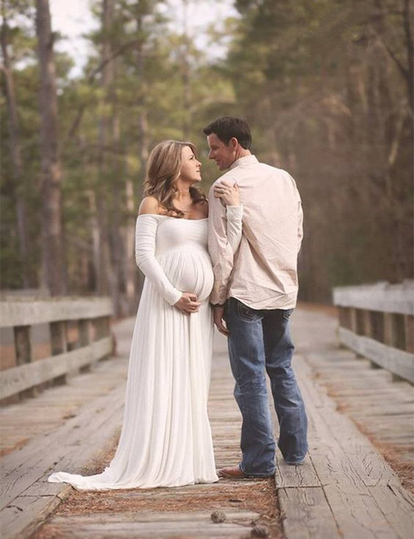 Couple Maternity Dress - Maxi Maternity Gown-PurPle-L-JadeMoghul Inc.
