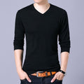 Covrlge Mens Sweaters 2017 Autumn Winter New Sweater Men V Neck Solid Slim Fit Men Pullovers Fashion Male Polo Sweater MZM004-Black-S-JadeMoghul Inc.
