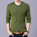 Covrlge Mens Sweaters 2017 Autumn Winter New Sweater Men V Neck Solid Slim Fit Men Pullovers Fashion Male Polo Sweater MZM004-Green-S-JadeMoghul Inc.
