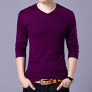 Covrlge Mens Sweaters 2017 Autumn Winter New Sweater Men V Neck Solid Slim Fit Men Pullovers Fashion Male Polo Sweater MZM004-Purple-S-JadeMoghul Inc.