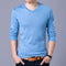 Covrlge Mens Sweaters 2017 Autumn Winter New Sweater Men V Neck Solid Slim Fit Men Pullovers Fashion Male Polo Sweater MZM004-Slyblue-S-JadeMoghul Inc.
