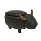 Cow Shaped Wooden Storage Ottoman with Fabric Upholstery, Gray and Brown